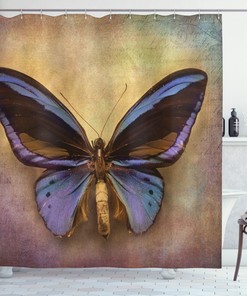 Butterfly Garden Print Fabric Shower Curtain