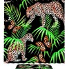 Butterfly Leopard Palm Leaves Shower Curtain, Green Bathroom Decor