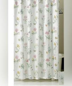 Butterfly Meadow Jacquard Fabric Shower Curtain, Elegant Bathroom Decor