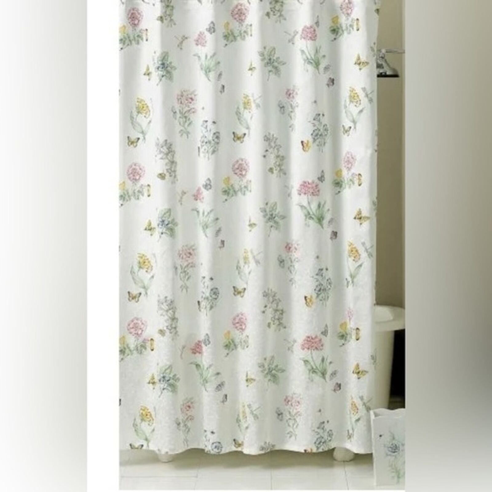 Butterfly Meadow Jacquard Fabric Shower Curtain, Elegant Bathroom Decor