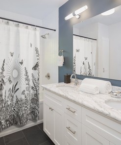 Butterfly Meadow Shower Curtain - Beautiful Botanic Design for Your Bathroom