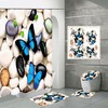 Butterfly On Cobblestone Shower Curtain For Rustic Bathroom Decor