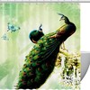 Butterfly Peacock Bird Watercolor Fabric Shower Curtain for Bathroom Decor