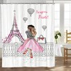 Butterfly Pink Shower Curtain with Paris Eiffel Tower Design, Perfect for Women's Bathroom Decor 