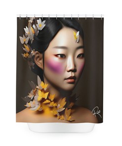 Butterfly Print Shower Curtain, Housewarming Gift For Her