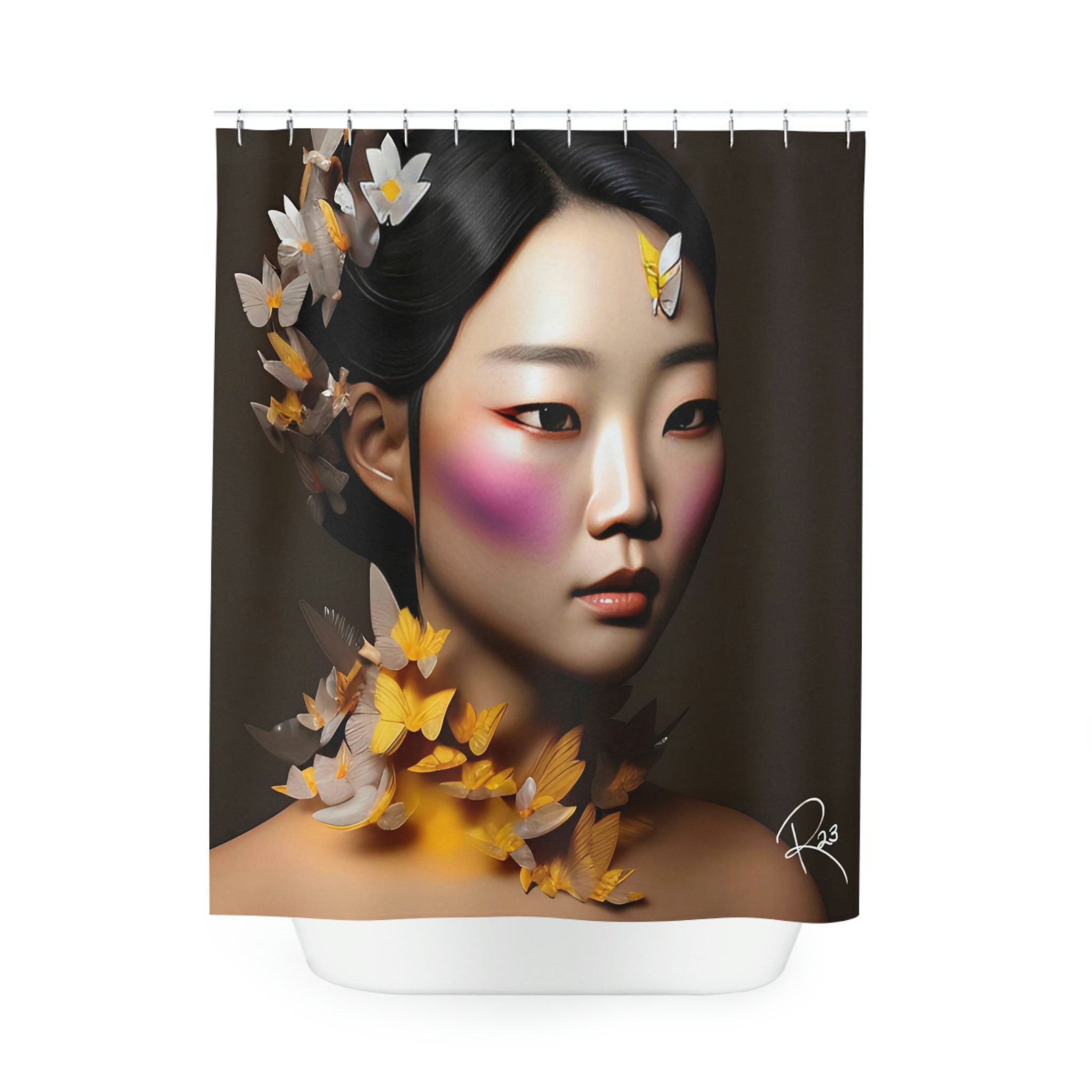 Butterfly Print Shower Curtain, Housewarming Gift For Her