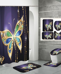Butterfly Print Shower Curtain, Nature-Inspired Bathroom Decor