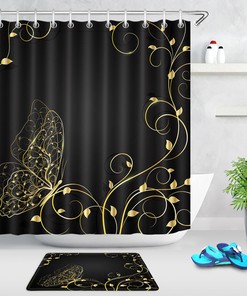 Butterfly Print Shower Curtain With Vibrant Colors And Elegant Design