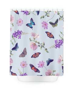 Butterfly Print Shower Curtain for a Nature Lover's Bathroom