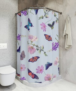 Butterfly Print Shower Curtain for a Nature Lover's Bathroom