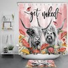 Butterfly Red Mushroom Highland Cow Pink Shower Curtain For Quirky Bathroom Decor