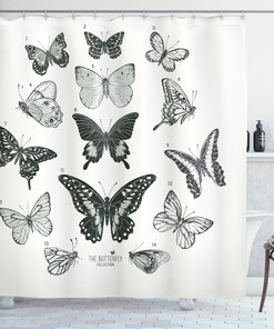 Butterfly Shower Curtain For Spring Bathroom Decor