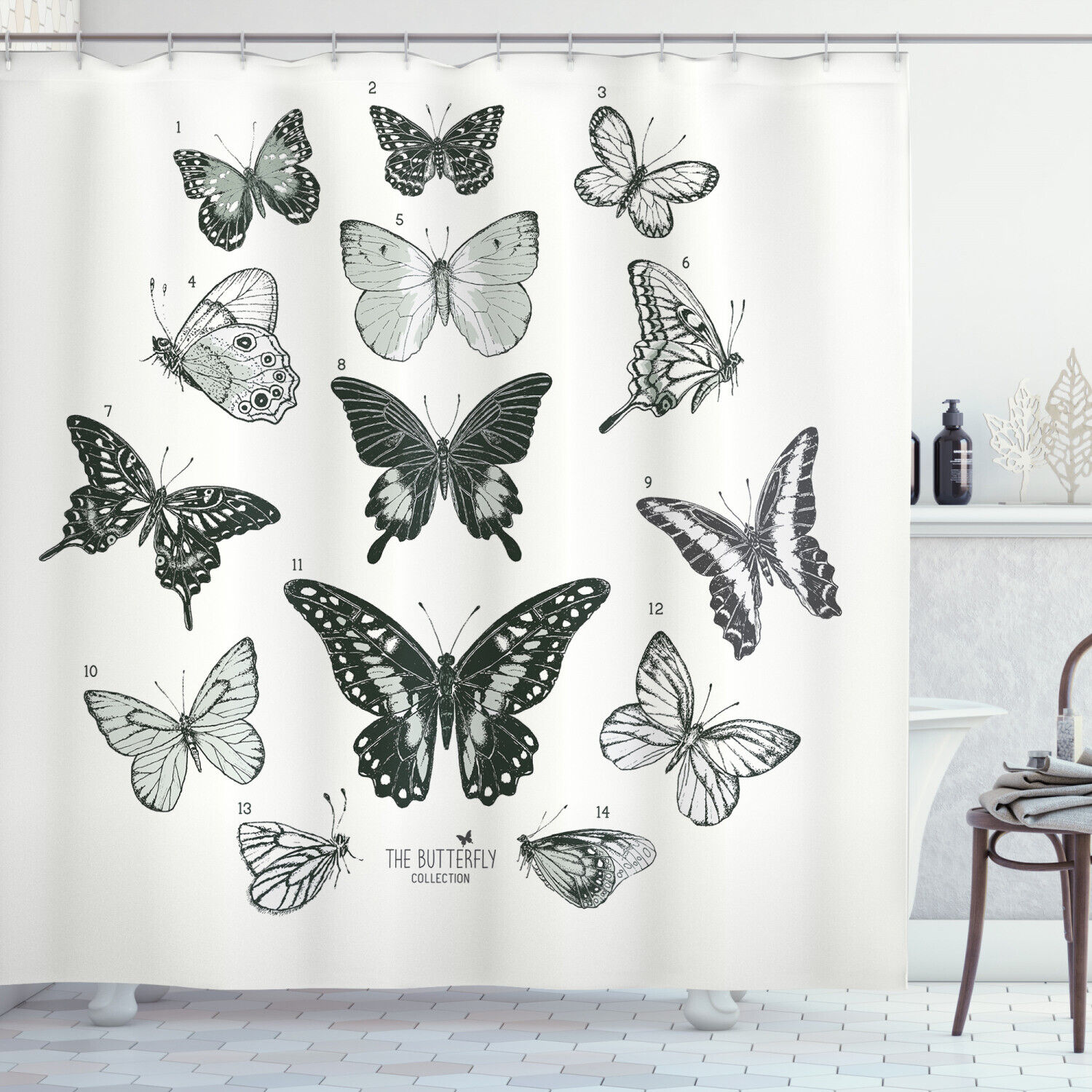 Butterfly Shower Curtain For Spring Bathroom Decor