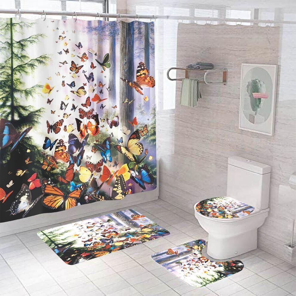 Butterfly Shower Curtain For Sprucing Up Your Bathroom Decor