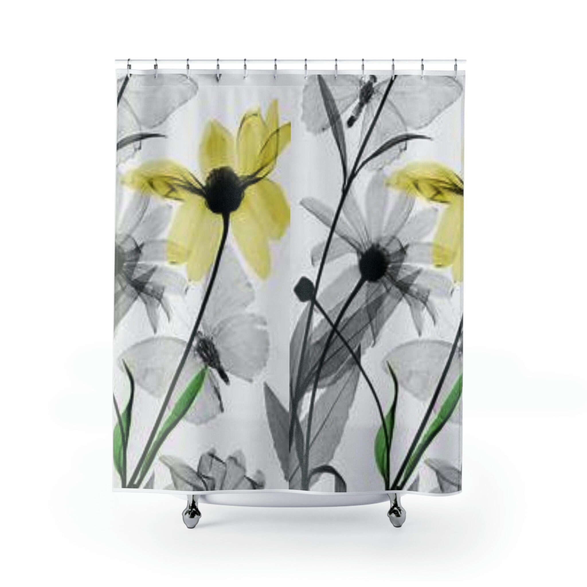 Butterfly Shower Curtain With Black And White Floral Design, Ideal Housewarming Gift For Any Home - Image 2
