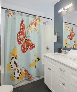 Butterfly Shower Curtain for Nature-Inspired Bathroom Decor, 72x72