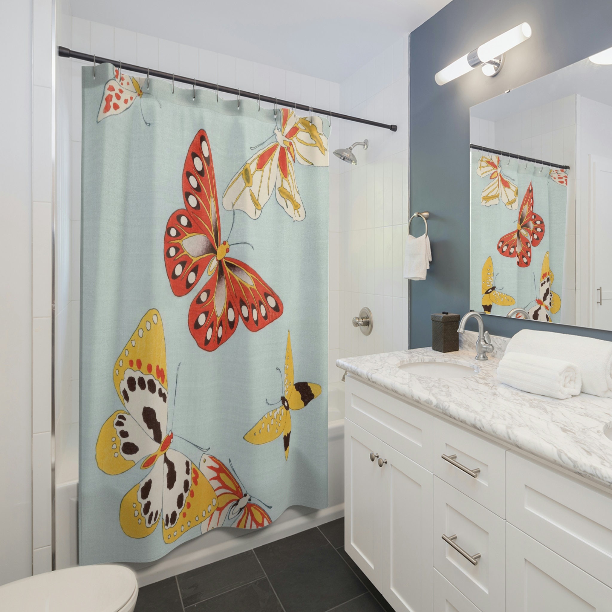 Butterfly Shower Curtain for Nature-Inspired Bathroom Decor, 72x72