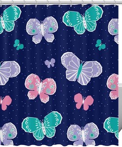 Butterfly Shower Curtain in Purple, Pink, Green, and Royal Blue