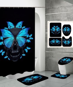 Butterfly Skull Print Shower Curtain - Edgy And Unique Design That'S Perfect For A Gothic Bathroom