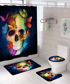 Butterfly Skull Shower Curtain - Perfect For Gothic Bathroom Decor