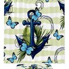Butterfly Stripe Anchor Print Waterproof Shower Curtain For Bathroom
