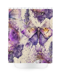 Butterfly Time Shower Curtain, Floral Garden Butterfly Bathroom Decor