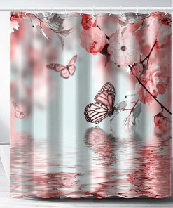Butterfly Water Reflection Bathroom Print Shower Curtain - Great For Nature-Inspired Bathroom Decor