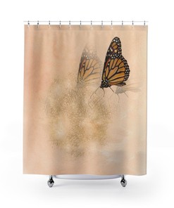 Butterfly Watercolor Shower Curtain For Feminine Bathroom