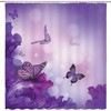 Butterfly and Flower Shower Curtain, Purple and Fantasy Design for Girls' Bathrooms
