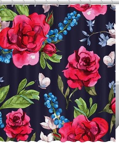 Butterfly and Rose Blossom Shower Curtain for Delicate Bathroom Decor