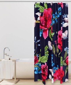 Butterfly and Rose Blossom Shower Curtain for Delicate Bathroom Decor