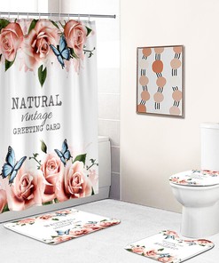 Butterfly-Themed Shower Curtain with Chic Rose Design, Highly Durable and Waterproof for Your Bathroom Decor