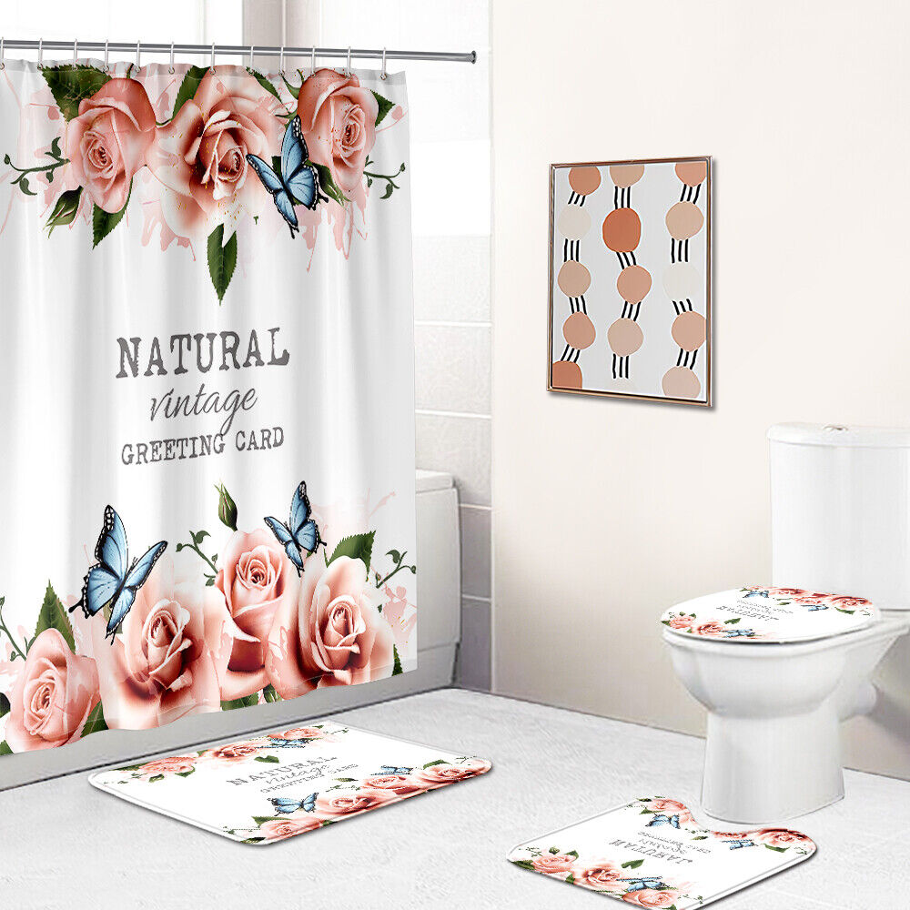 Butterfly-Themed Shower Curtain with Chic Rose Design, Highly Durable and Waterproof for Your Bathroom Decor