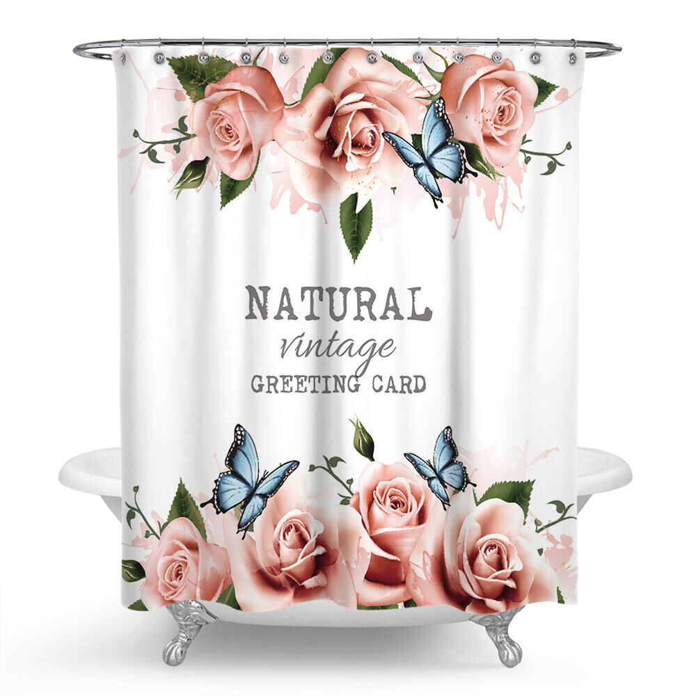 Butterfly-Themed Shower Curtain with Chic Rose Design, Highly Durable and Waterproof for Your Bathroom Decor