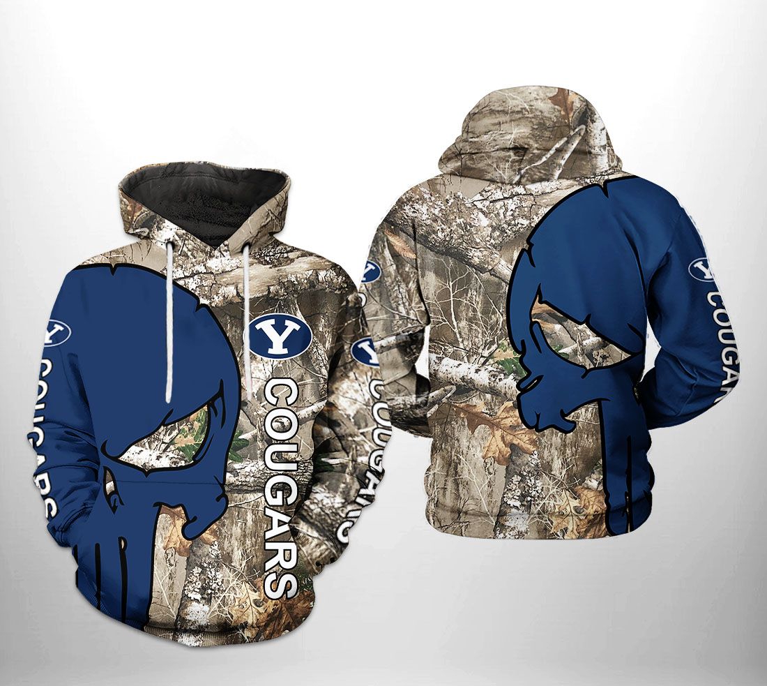 Byu Cougars Ncaa Camo Veteran Hunting 3D All Over Print Hoodie, Zip-Up Hoodie Perfect For The Outdoors Fans