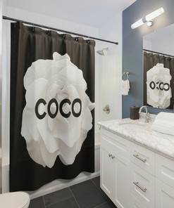 COCO Rose Personalized Fashion Shower Curtain, Designer Bath Curtain with Name