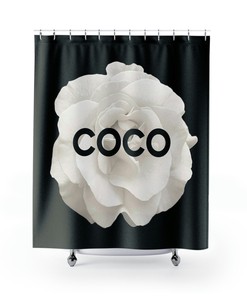 COCO Rose Personalized Fashion Shower Curtain, Designer Bath Curtain with Name