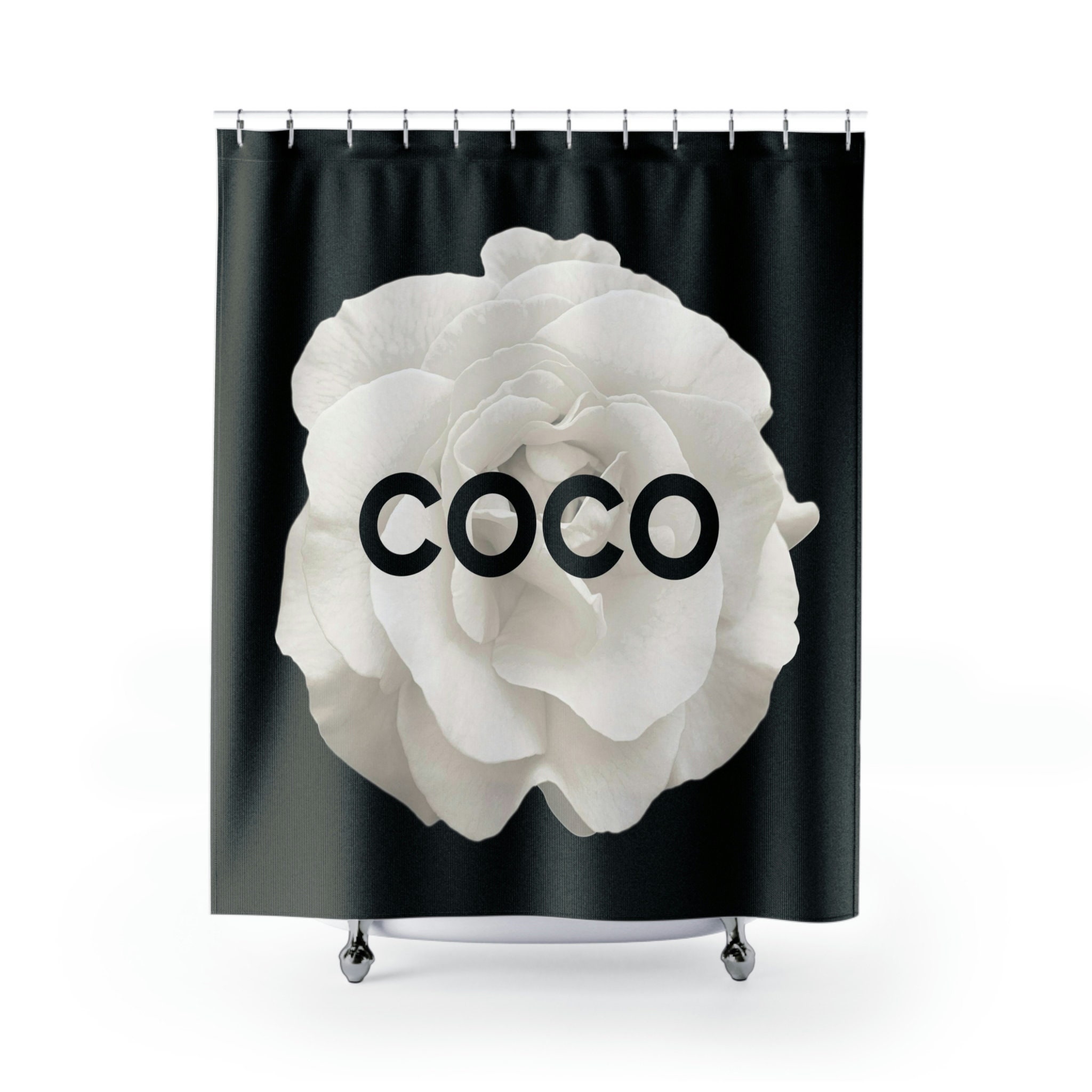 COCO Rose Personalized Fashion Shower Curtain, Designer Bath Curtain with Name