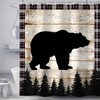 Cabin Lodge Forest Print Shower Curtain, Rustic Cute Bear Deer Animal Print, Fabric Bathroom Accessory Bath Curtain