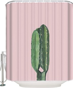 Cactus And Pink Shower Curtain | Desert Southwest Bathroom Decor