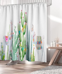 Cactus And Succulent Rustic Shower Curtain For Desert Bathroom Decor