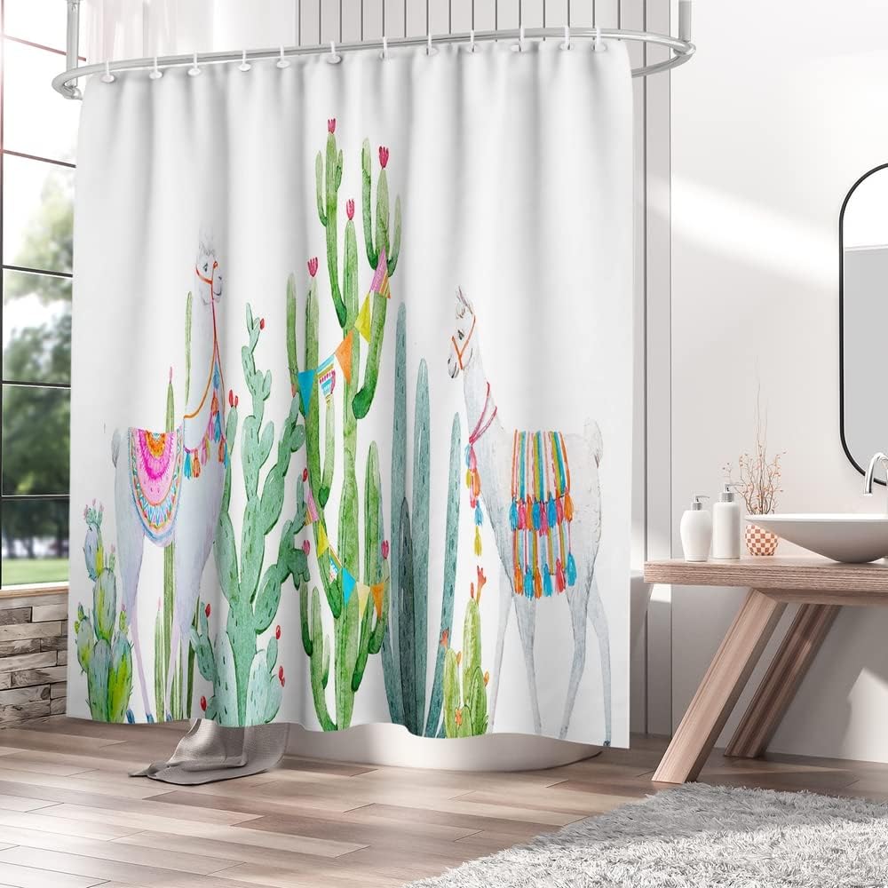 Cactus And Succulent Rustic Shower Curtain For Desert Bathroom Decor
