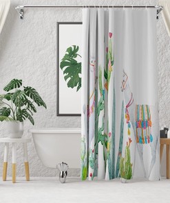 Cactus And Succulent Rustic Shower Curtain For Desert Bathroom Decor