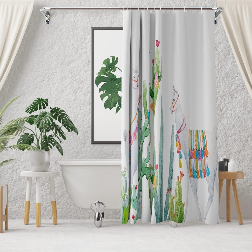 Cactus And Succulent Rustic Shower Curtain For Desert Bathroom Decor