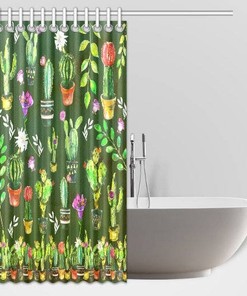 Cactus / Cacti / Flowers / Colourful / Leaves Custom Waterproofs Shower Curtain