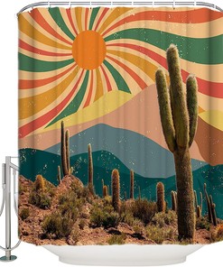 Cactus Collage Shower Curtain For Southwestern Style Bathrooms