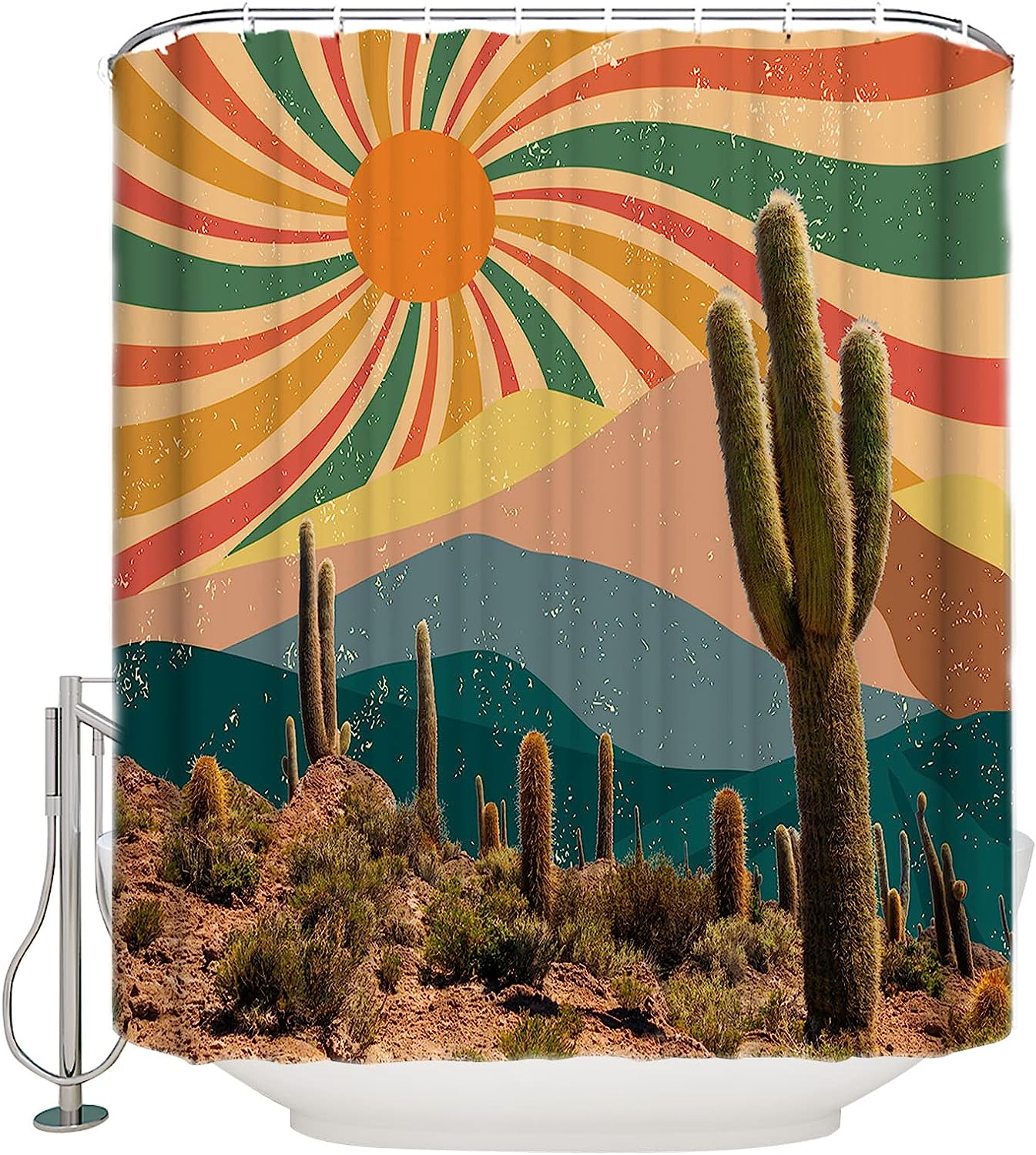 Cactus Collage Shower Curtain For Southwestern Style Bathrooms
