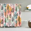 Cactus Desert Plants Printed Shower Curtain In Abstract Art Style