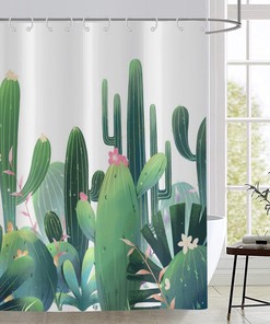 Cactus Flower Watercolor Summer Tropical Shower Curtain