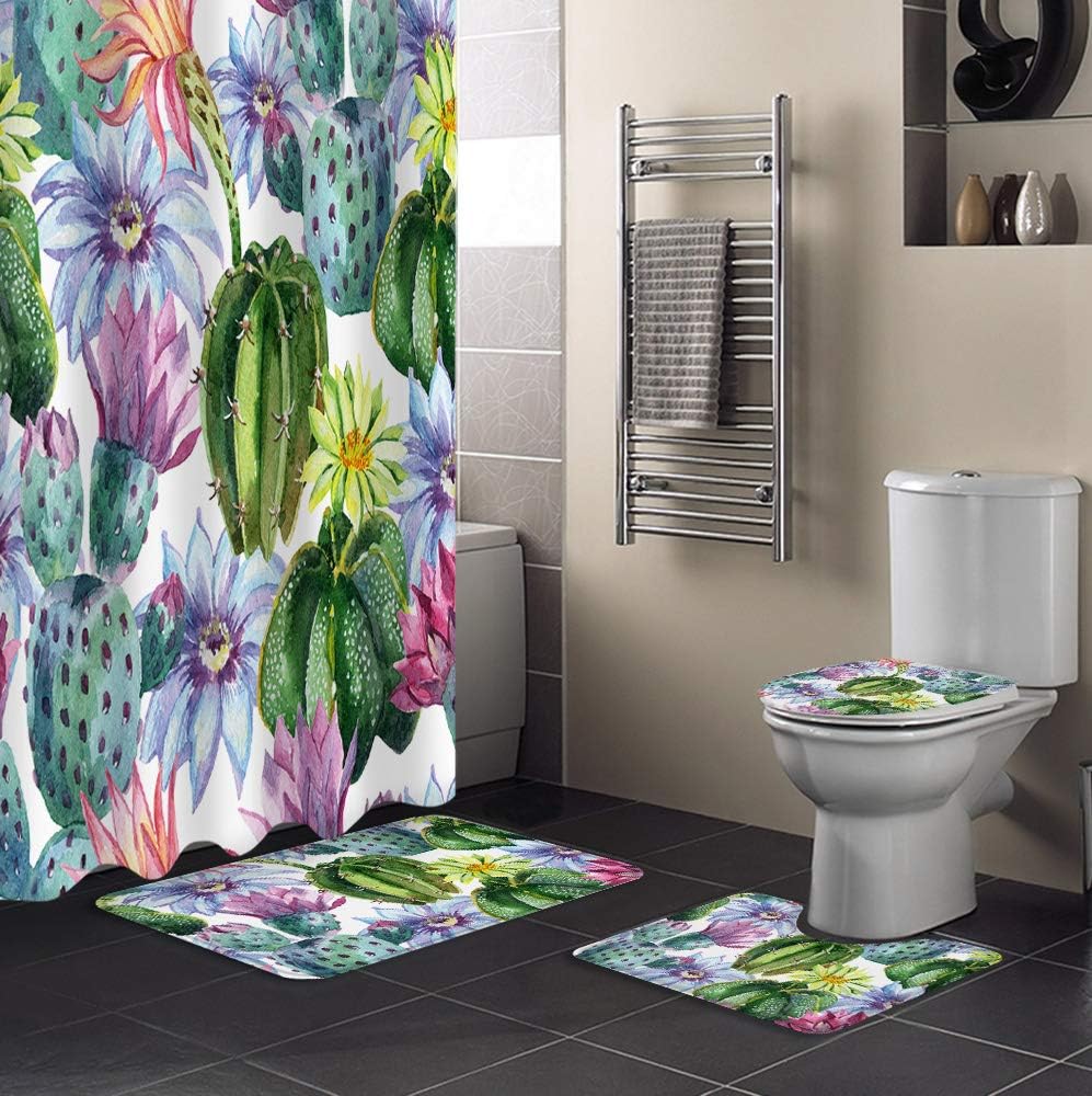 Cactus Flowers Design Shower Curtains Decorative